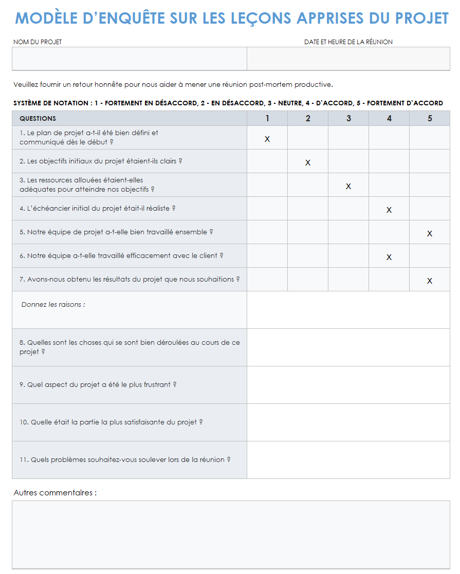 Enquête sur les leçons apprises du projet