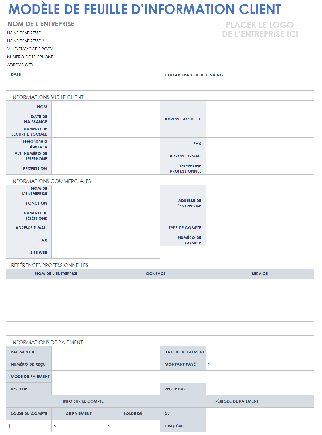 Fiche d'information client