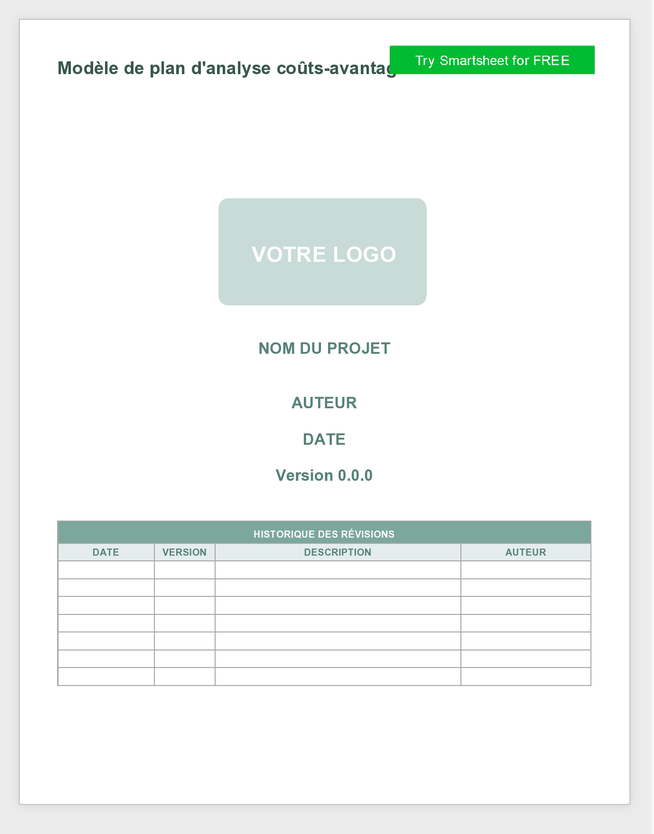 Modèle de plan d'analyse coûts-avantages