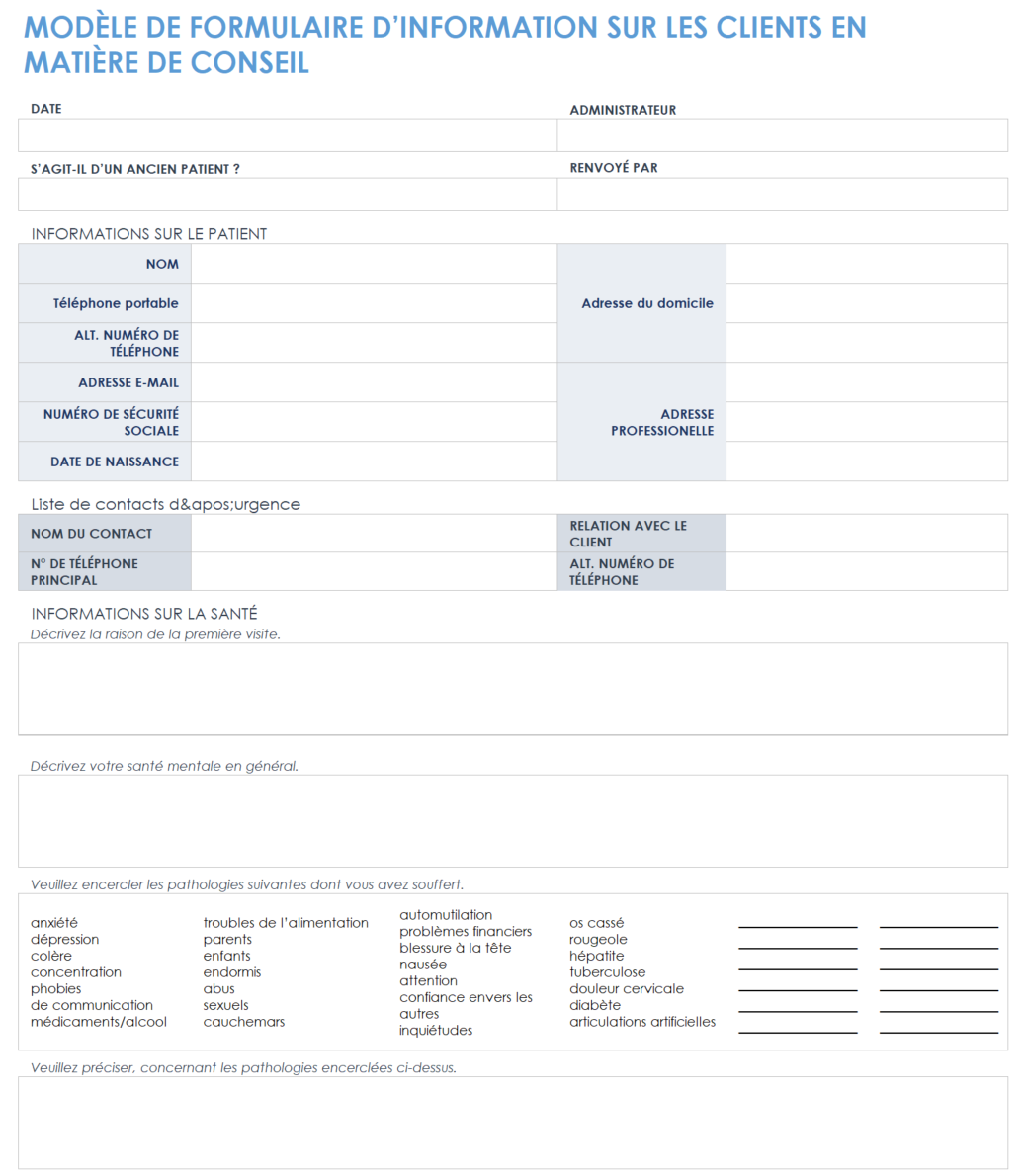 Formulaire d'information sur le client-conseil