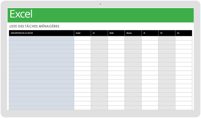 Household Chores Task List Template - FR