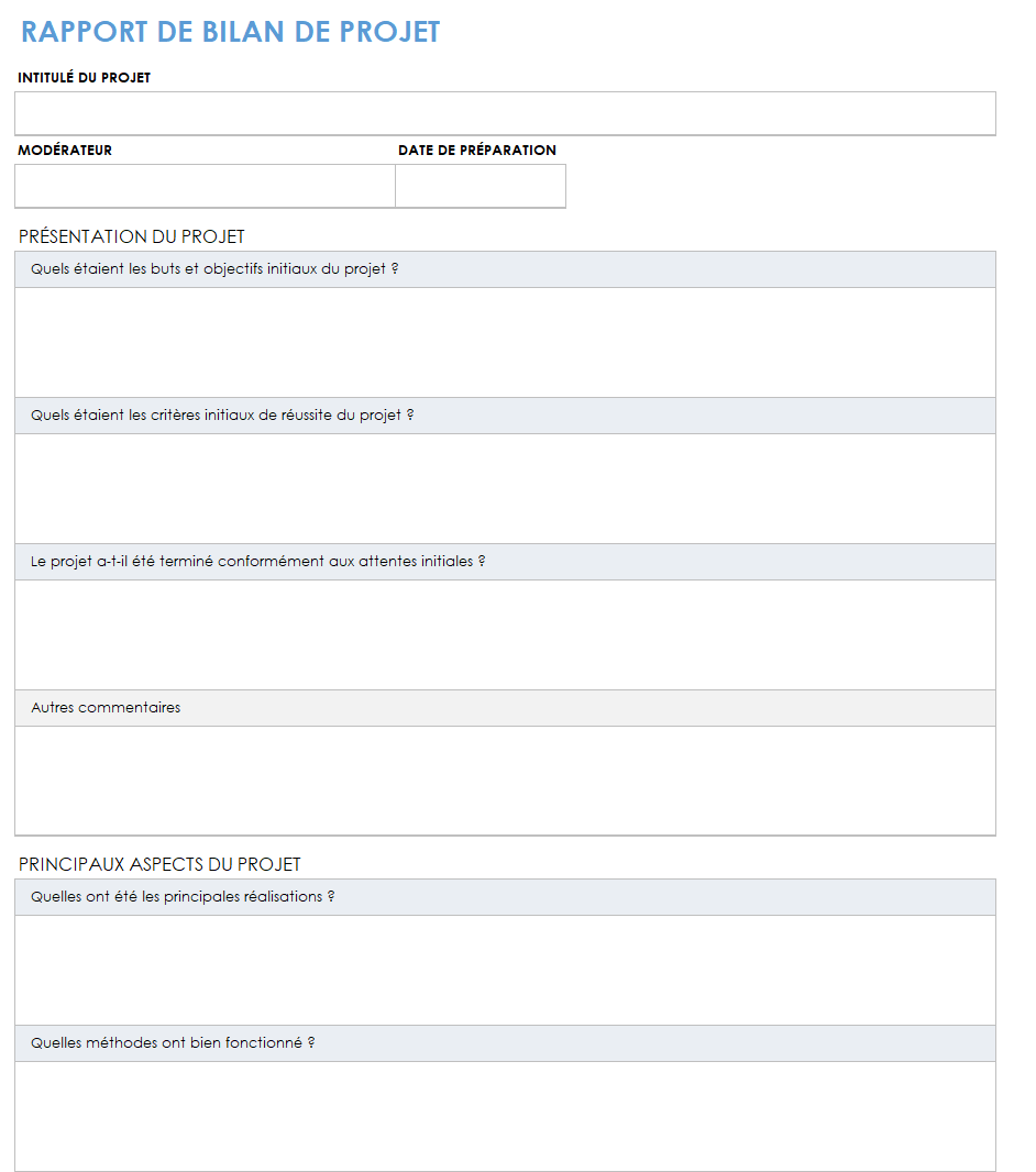 Modèle de rapport post-mortem du projet