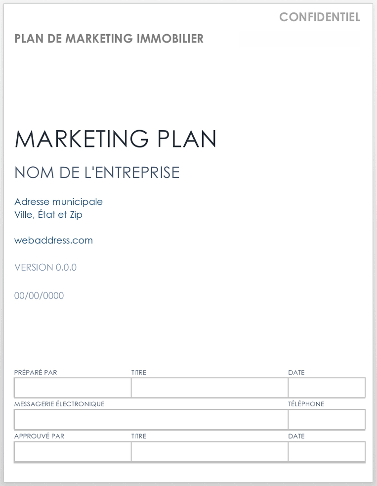  Modèle de plan de marketing immobilier