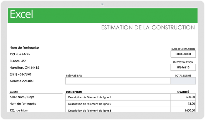 Devis de construction simple