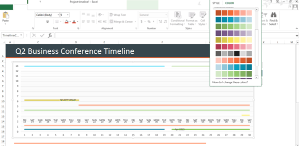 Modifiez les couleurs du planning dans Excel